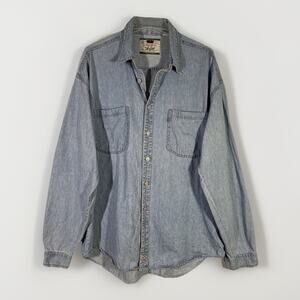 Men’s Vintage 90s Levi's Red Tab Light Denim Long Sleeve Shirt Size XL